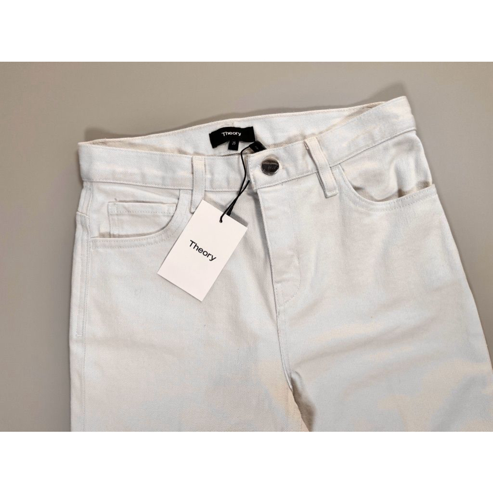 NEW! Women's Theory Ecru Colored Drill Wide Crop Jean D 25